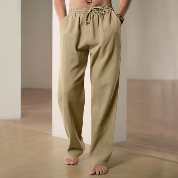 MOV-Pantalones deportivos casuales sueltos de lino transpirables de hip-hop para hombre de nueva tendencia de primavera y verano - 1
