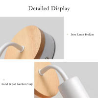 Base De Lámpara Nórdica De Madera E27 Retro Soporte Para Luz De Mesa Y Pared Iluminación Interior Para Dormitorio Y Sala De Estar Decoración Negra De Hogar Fijaciones - details 7
