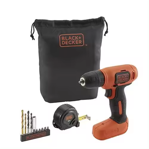 Taladro atornillador BLACK & DECKER 7.2v+11 accesorios + bolsa QW - 1
