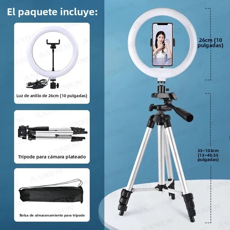 Anillo De Luz LED Para Fotografía 26cm Con Soporte De Trípode Y Control Remoto Opcional Lámpara Selfie Para Teléfono