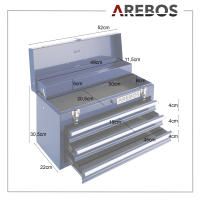 AREBOS Caja de Herramientas | 3 Cajones | con Alfombras Antideslizantes | Azul | incl. Asa de Transporte y Cierres Rápidos - details 7