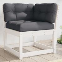 vidaXL Sofá esquinero de jardín con cojines madera Douglas 73x73x78 cm en color Douglas natural/Blanco/Pino natural y más | acolchados duraderos para sofás de jardín terraza exterior - details 1