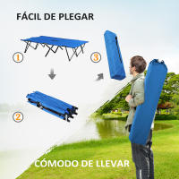 Outsunny Cama de Camping Plegable Cama de Acampada con Bolsa de Transporte y Marco Metálico Carga 136 kg para Playa Senderismo 193x125x40 cm Azul - details 7