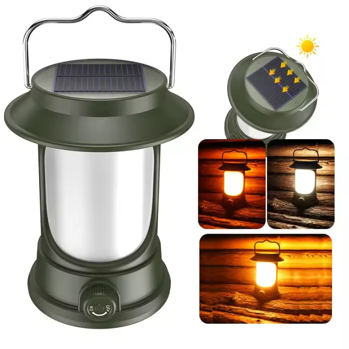 Lámpara De Camping Retro Portátil Lanternas Solares/Carga Tipo-C Luz De Emergencia Para Colgar En La Tienda De Acampar Y Escalada Al Aire Libre Jardín - 1