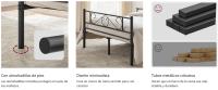 VASAGLE Marco de Cama, Estructura de Cama de Metal, para Colchón de 90 x 190 cm/140 x 190 cm/160 x 200 cm, Cama de Invitados, Montaje Sencillo, para Habitaciones Pequeñas, Negro/Blanco - details 2