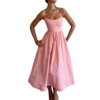 Vestido De Mujer Casual Sin Mangas Con Volante Y Cuello Redondo Elegante Y Suave Para Playa Y Vacaciones Vestido Largo De Hombros Descubiertos - details 1