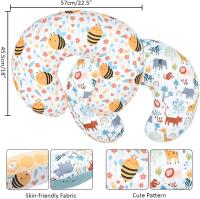 Paquete de 2 Fundas Almohada Lactancia para Bebe recién Nacido en Forma U Lactancia Materna Funda de peluche con Bosques y Flores 22,5x18 Pulgadas (Abeja + Animales) - details 6