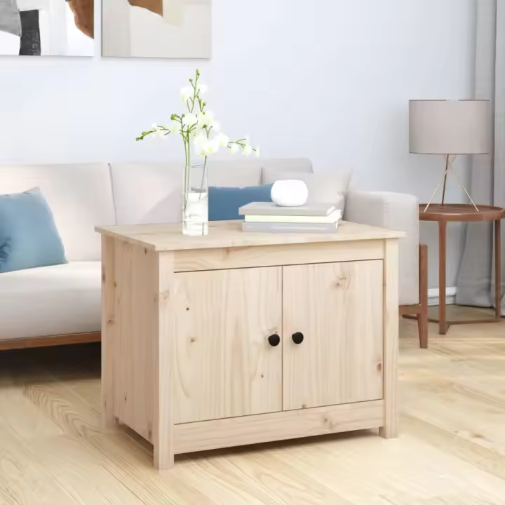 vidaXL Mesa de centro de madera maciza de pino 71x49x55 cm - 1