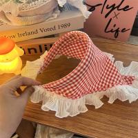 Fular De Encaje Cuadros Rojo Para Mujer Accesorio De Cabello Estilo Retro Triangular Para Viajes Y Fotografía Bandana De Algodón Adecuada Para Todas Las Estaciones - details 14