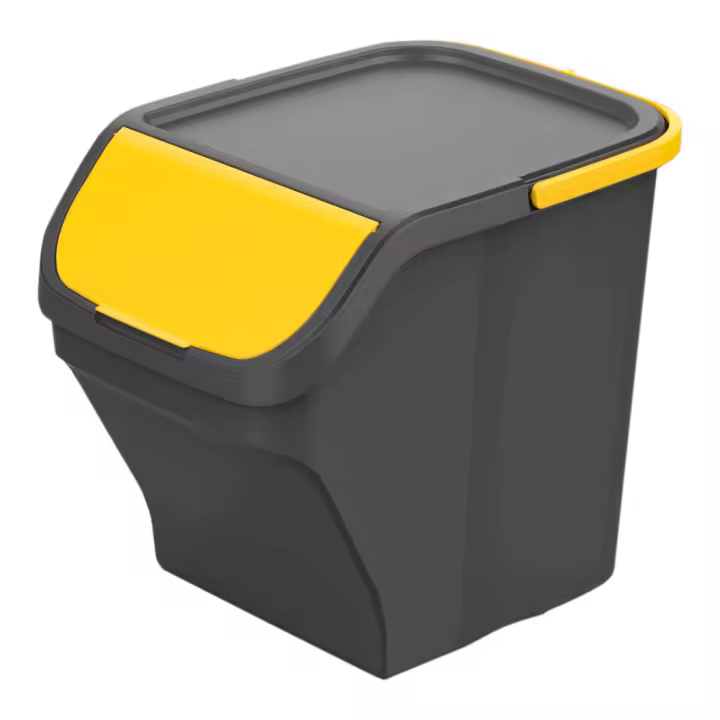 Cubo 25l stack´n sort, 30 x 40 x 34 cm gris con tapa color amarillo - 1