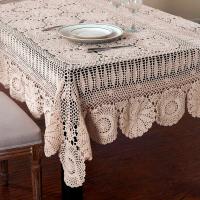 Mantel De Algodón Tejido a Mano En Beige Con Encaje Disponible En Varios Tamaños Mantel Rectangular Para Banquetes Y Fiestas - details 3