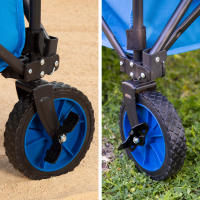 Aktive - Carro playa plegable, carrito de transporte, con ruedas giratorias 360º con frenos, mango multiángulo y 2 bolsillos (1 de quita y pon), máx. 80 kg de carga, espacioso y versátil, de acero y poliéster, diseño plegable, incluye funda - details 7