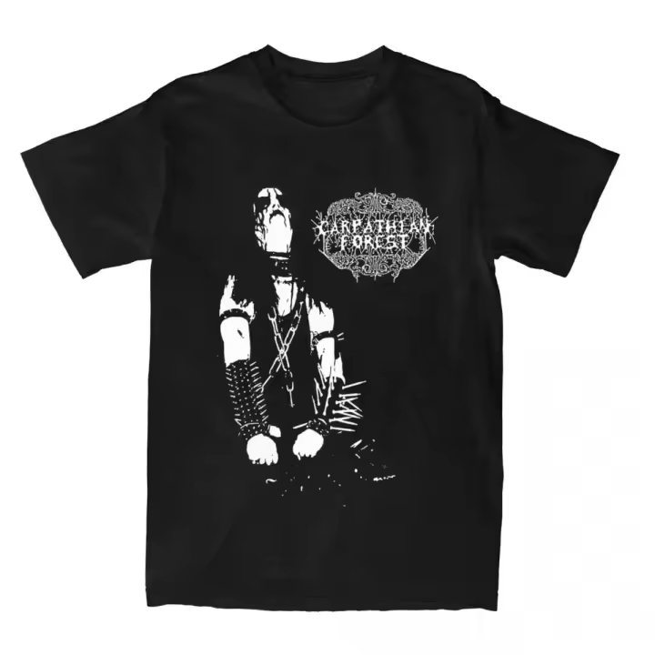 Camisas De Algodón Vintage Para Hombre Y Mujer Con Estampado De La Foresta Carpatia Estilo Metal Black Band Camiseta De Manga Corta Para Fiestas Y Uso Diario - 1