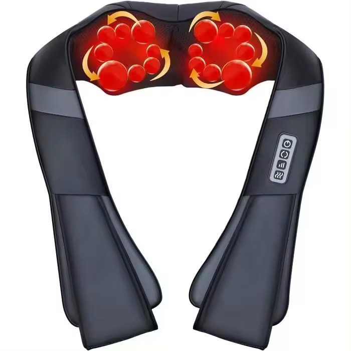 Masajeador cervical para Cuello, habomros y espalda, masajeador cervical Shiatsu with Calor, masajeador cervical with 3D rotation, Alivio del dolor - 1