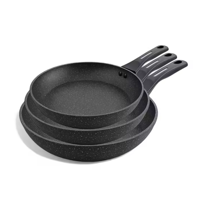 Juego de Sartenes Cocina PLATINUM con Revestimiento Antiadherente | Inducción en Toda La Superficie | Tamaños y Modelos a Elegir Ø18/20/22/24/26/28/30/32 cm | Mango Soft-Touch |Libre de PFOA | Superficie Granulada - Happy Friends - 1