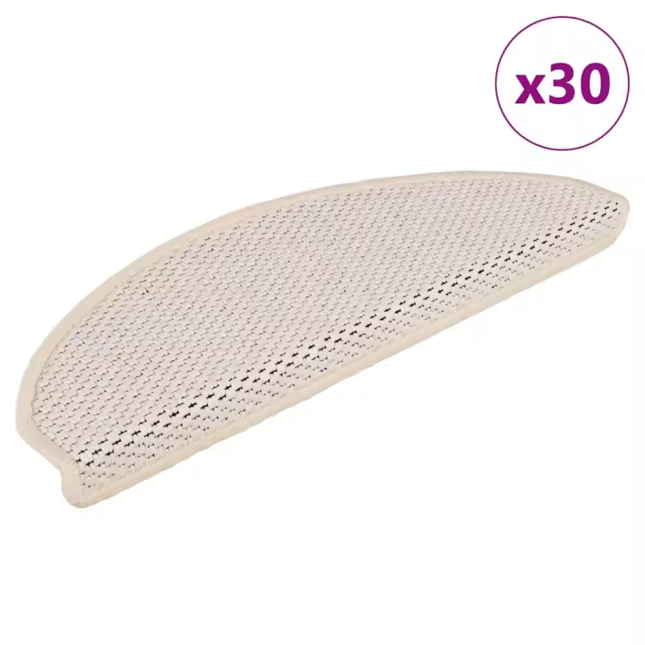 vidaXL Alfombra autoadhesiva escalera sisal 30 uds 65x21x4 cm Berber - 1