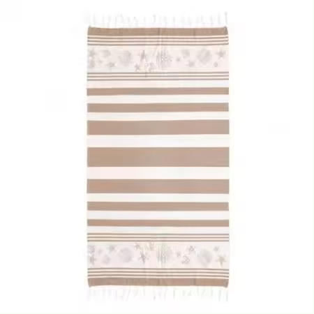 Lanovenanube - Fouta Toalla Pareo Arrecife 100% Algodón Beig 100x180 Cm - 1