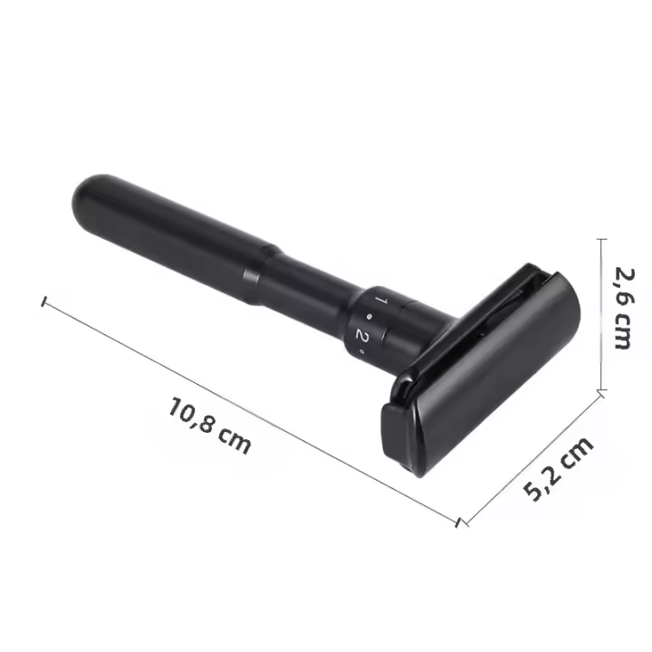 Afeitadora De Seguridad Mingshi Metal Ajustable Para Viajes Doble Lámina Clásica Para Hombres Cabello Negro Peluca Con 5 Hojas - 1