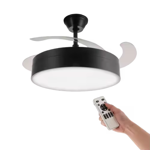 IluminaShop - Ventilador de Techo LED Messe 72W Negro DC Ultra Silencioso con Mando a Distancia y Palas Retractiles Verano / Invierno - 1