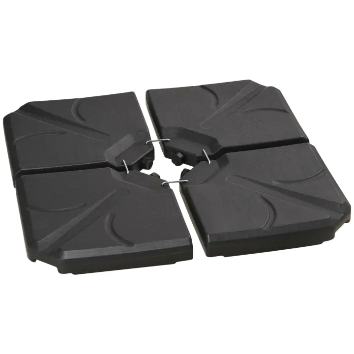 Outsunny Base para Sombrilla de 4 Piezas Soporte para Parasol Rellenable con Arena 72 kg o Agua 56 kg para Jardín Patio Terraza Negro - 1