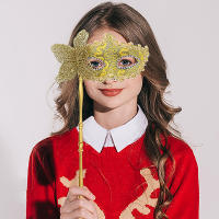 Máscara De Halloween Para Mujer Con Palillo Para Sostener Disfraz De Carnevale Mitad De La Cara Para Fiestas Nocturnas Y Cosplay - details 1