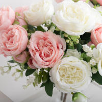 Bouquet De Flores Artificiales De Seda Peony 30cm Blanco Para Decoración De Hogar Navidad Boda Oficina Fiesta DIY - details 5