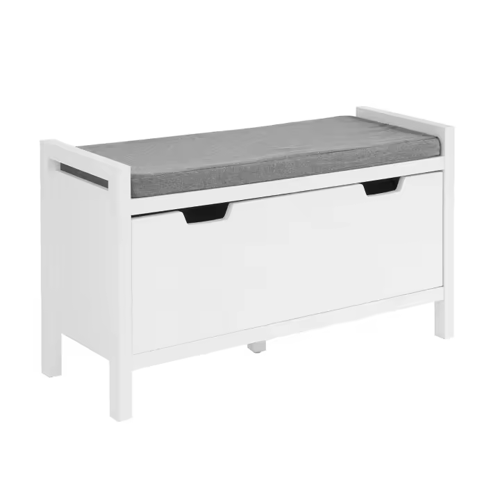 SoBuy FSR97-W Zapatero Banco con 1 Puerta para Guardar y Ordenar Zapatero con cojín Acolchado 91 x 30 x 50 cm ES - 1