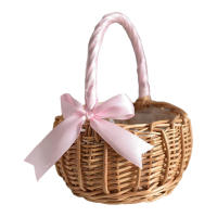 Cesta De Paja Tejida Con Flores Para Almacenamiento Cesta De Novia De Flores Hecha a Mano Para Decoración De Hogar Y Bodas - details 8