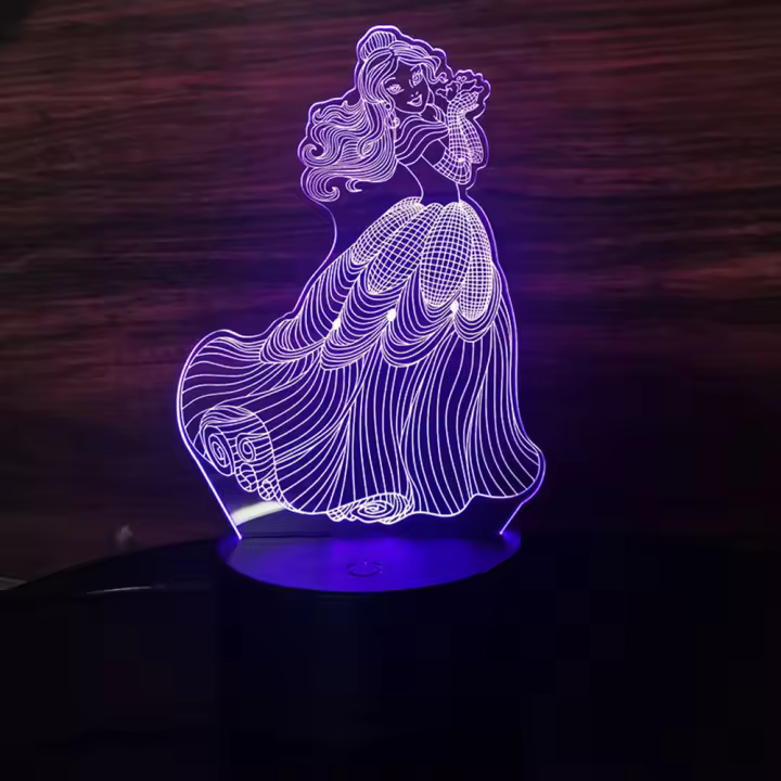 Lámpara Nocturna 3D De Princesa Hielo Para Niños Y Niñas Cambio De Color 7 Luces Decoración De Habitación Regalos Para Niños Y Niñas - 1