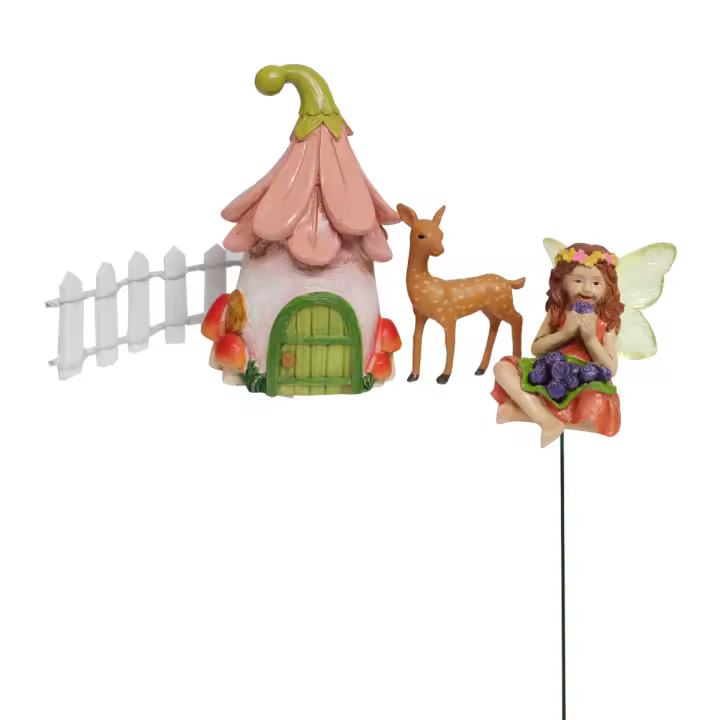 Set De Mini Faeitas Comiendo Bayas Adornos De Jardín De Resina Estatuas De Hadas Para Exteriores Decoración De Césped Y Patio - 1