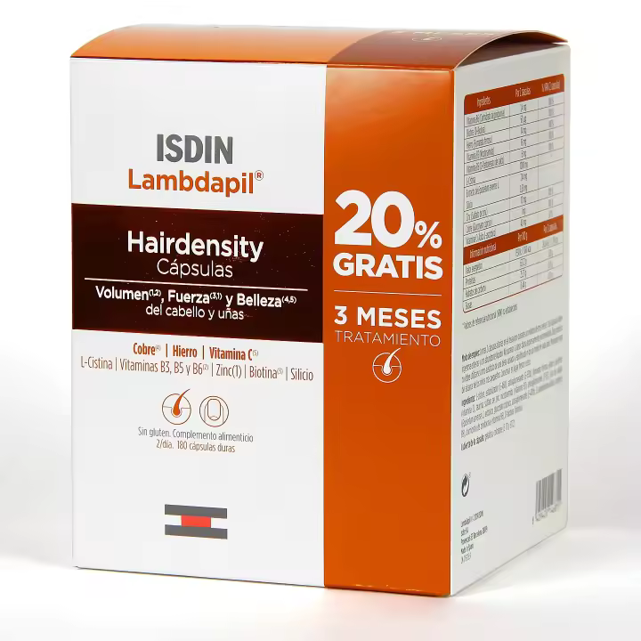 Isdin Lambdapil Hairdensity 180 cápsulas.  Formulado para aumentar el crecimiento del cabello y de las uñas - 1
