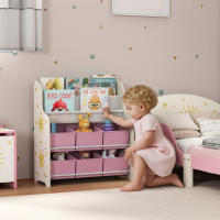 AIYAPLAY Estantería Infantil para Juguetes, con 6 Cajas Extraíbles de Tela no Tejida, Organizador de Juguetes con 2 Estantes, para Habitación Infantil, Sala de Juegos, Guardería, 63x30x71 cm - details 0