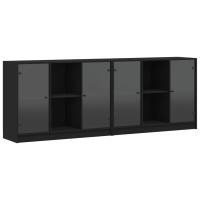 vidaXL Estantería con puertas madera de ingeniería 204x37x75 cm Blanco, Negro, Roble Sonoma Mueble Almacenaje Estantería para Oficina, Estudio, Dormitorio Estantería/Librería/ mueble de Almacenamiento - details 2
