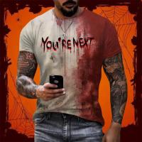 Camiseta I'M Fine Bloody Shirt Problem Solved Para Hombres Divertida Con Diseño De Sangre Casual Manga Corta Para Halloween Y Uso Diario - details 3