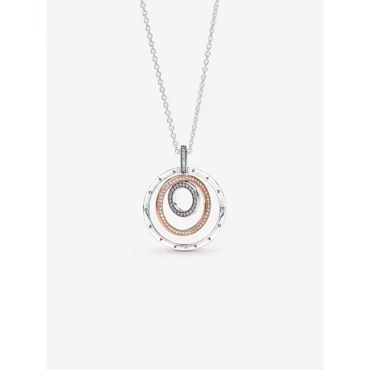 Pandora-Collar y collar de circulares bicolor - Plata de Lei, Baño de Oro Rosa de 14 K - 1