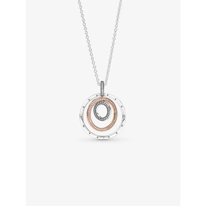 Pandora-Collar y collar de circulares bicolor - Plata de Lei, Baño de Oro Rosa de 14 K - 1