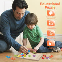 Juego De Rompecabezas De Madera Para Bebés Educativo Temprano Juguete De Lógica Y Pensamiento En Colores Macarón Para Niños Y Niñas - details 0