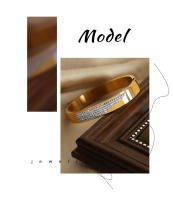 Pulsera de Maple inoxidable de Cristal Cuadrada circón de color circular de Doble forma pulsera de Puño simple de Oro para Mujeres accesorios de joyería - details 0