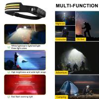 Linterna Frontal LED Sensor Recargable USB Multifuncional Para Camping Pesca Caza Luz De Trabajo COB Fuente De Iluminación Exterior - details 4