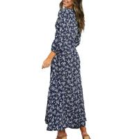 Vestido Bohemio De Florales Para Mujer Largo Manga Casi Hasta El Codo Estilo Casual Cintura Alta Impresión Vestido Maxi Para Playa - details 7