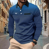Camisa Polo Deportiva De Manga Larga Para Hombre Con Estampado 3D Primavera Otoño Casual Business Golf Falso Bolsillo Costura - details 5
