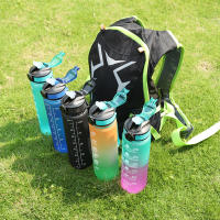 Botella Deportiva De 1000ml Con Tapa Y Marca De Tiempo Para Exteriores Camping Copo De Bebida Portátil Antigrado Y Reutilizable Para Estudiantes - details 5
