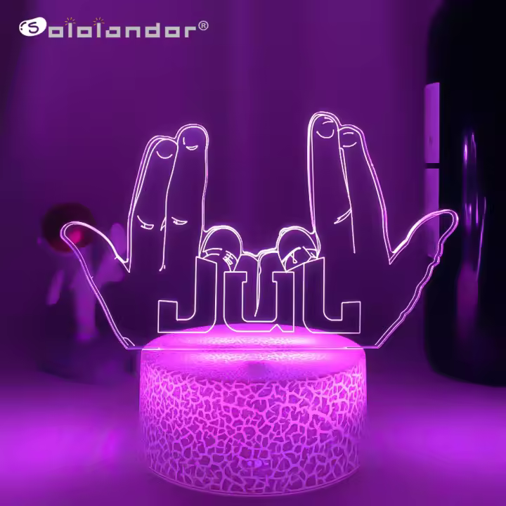 Lámpara 3D LED De Noche Para Fans De Celebrity JUL Cambio De Color Batería Potenciada Decoración De Dormitorio Regalo De Cumpleaños - 1