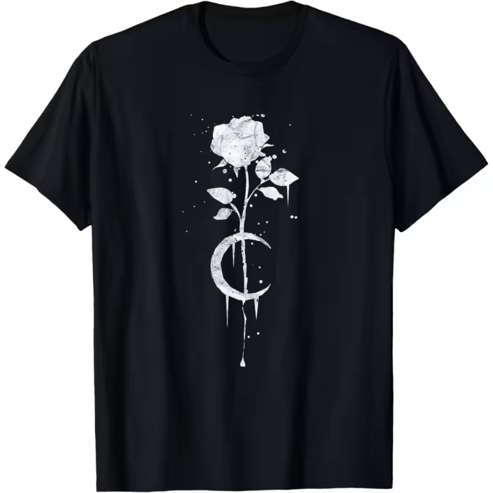 Camiseta de Manga Corta, 100% Algodón, Ropa Unisex para Hombres y Mujeres en 5 Tallas, Camiseta Negra, Cuello redondo con estampado. - 1
