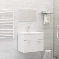 vidaXL Juego de muebles de baño madera de ingeniería en color Blanco/Negro | almacenamiento funcional diseño moderno para baño dormitorio sala - details 0