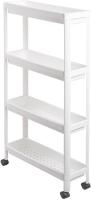 Carrito de almacenamiento delgado con ruedas de 3/4 niveles, para uso general, organizador de estanterías de almacenamiento móvil deslizante para cocina, baño, lavandería, dormitorio, lugares estrechos - details 4