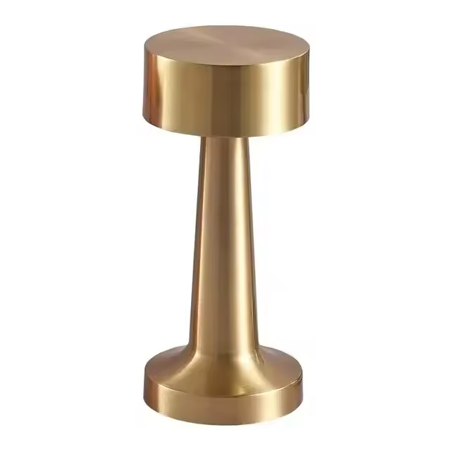 Lámpara De Mesa LED Táctil De 3 Colores Retro Para Café Luz Nocturna Recargable Decorativa Para Escritorio Y Dormitorio Sensor De Toque Metal Plata Y Oro - 1