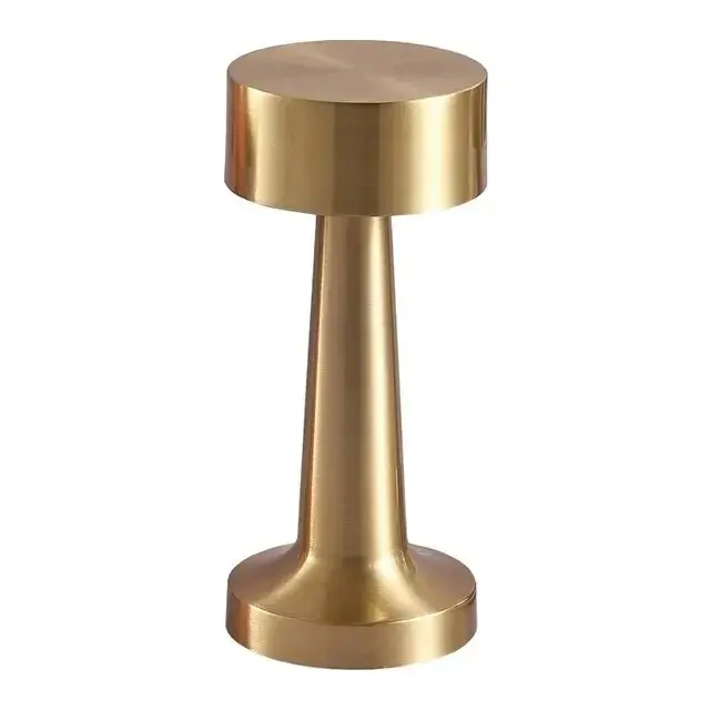 Lámpara De Mesa LED Táctil De 3 Colores Retro Para Café Luz Nocturna Recargable Decorativa Para Escritorio Y Dormitorio Sensor De Toque Metal Plata Y Oro - 1