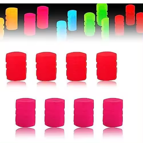 2024 Nuevas tapas de válvulas, tapas de válvulas que brillan en la oscuridad, tapas de válvulas que brillan en la oscuridad, universales, se adaptan a cualquier automóvil (rojo+) - 1