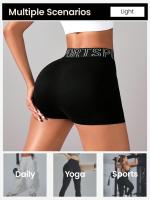 Shorts De Gimnasio Para Mujer High Waisted Scrunch Sin Costuras Contorno De Yoga Biker Shorts De Nylon Fitness Y Deporte - details 5